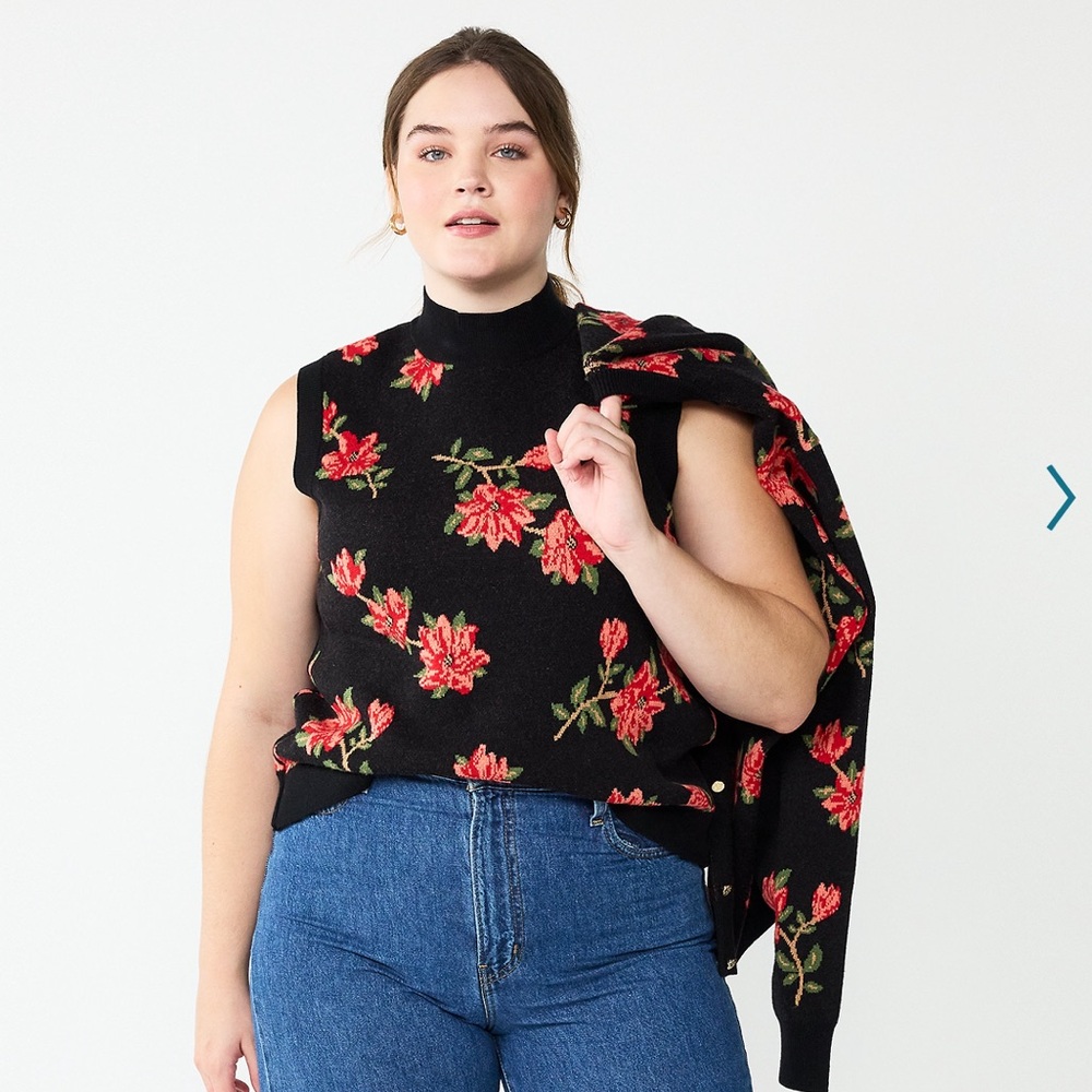 Draper James Floral Sweater Vest Size XXL